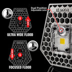Mobile Task Light adjustable flood and spot lens on black