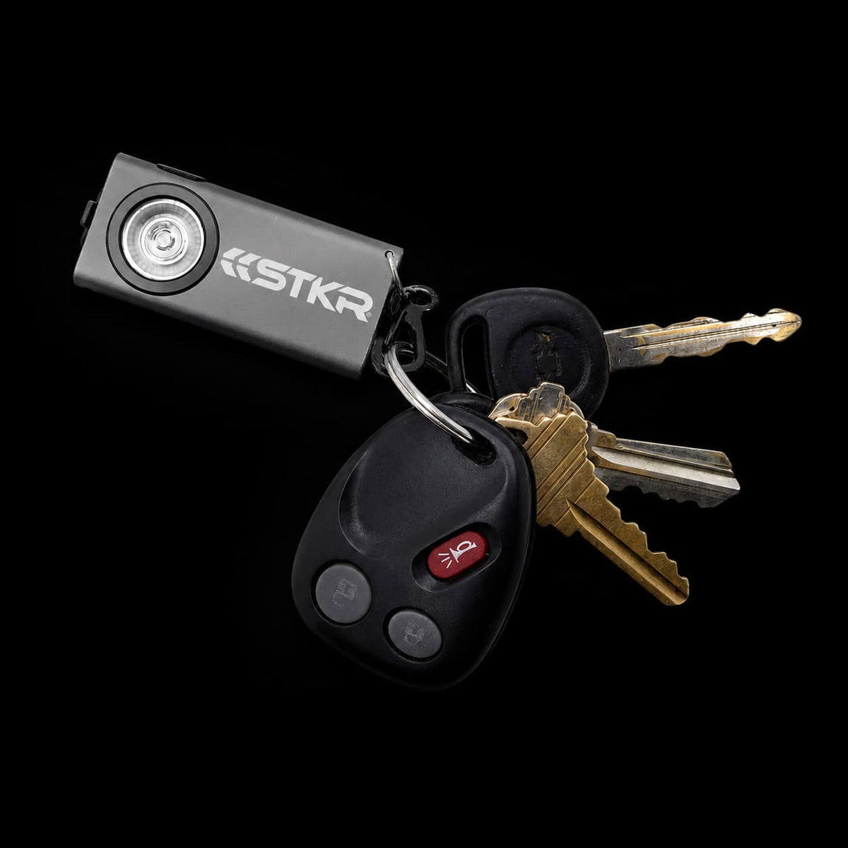 SlimJimmy Ultra-Bright Keychain Light - Grey - with keys