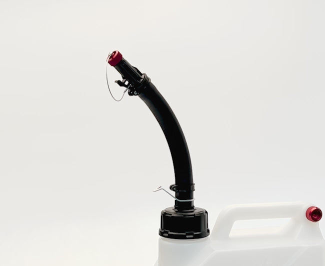Hose Bender Black Edition bending into a fill opening
