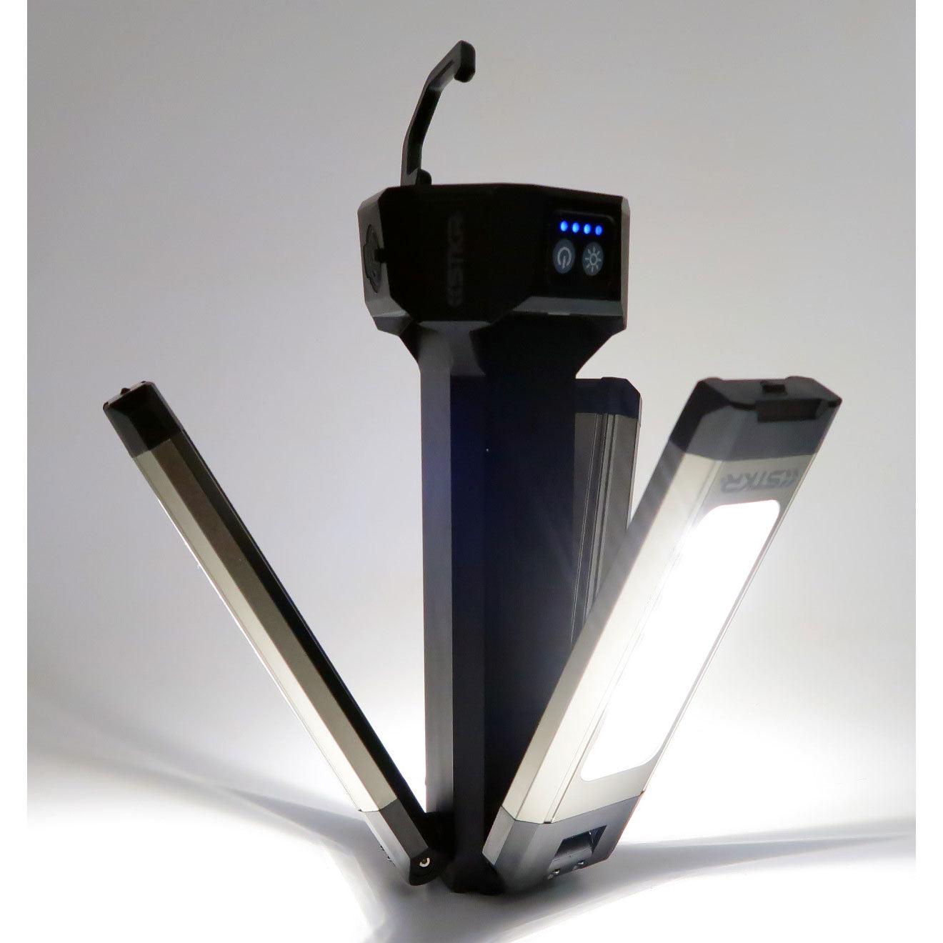 TRi-Mobile Area Work Light - Rechargeable Shoplight with Triple Pivoting LED Light Heads by STKR Concepts - lights on